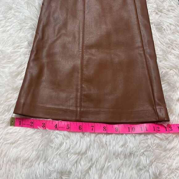 ELOQUII Brown Tan Faux Leather Flare Pants Size 16 Wide Leg Bootcut - Picture 10 of 11